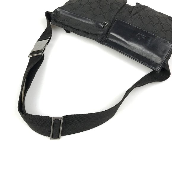 552228F V Gucci Clutch Bag Waist GG Black Canvas - Picture 5 of 11